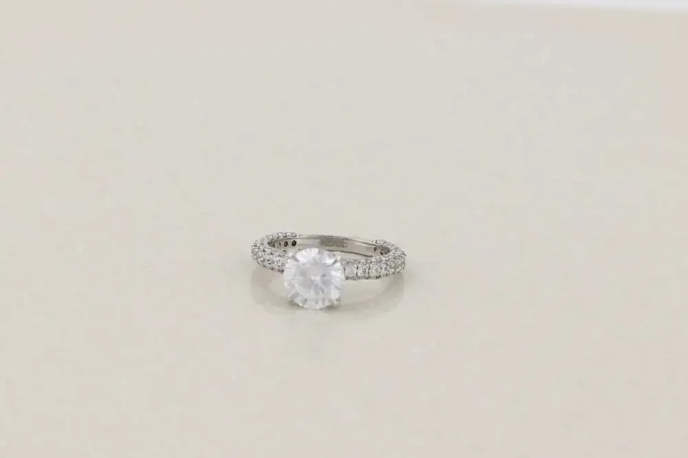 Sterling Silver Sparkly High Set Cubic Zirconia Solitaire Ring Pave Set Band 5.5